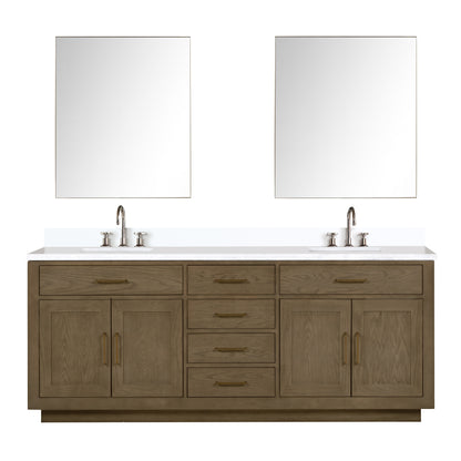 Lexora Abbey 84 in. Grey Oak Double Sink Bath Vanity