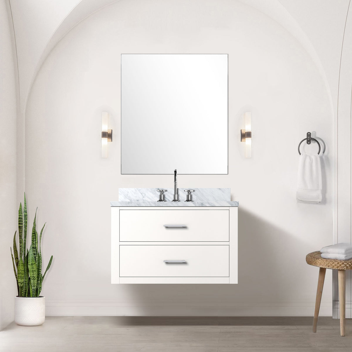 Lexora Castor 30 in. White Single Sink Bath Vanity