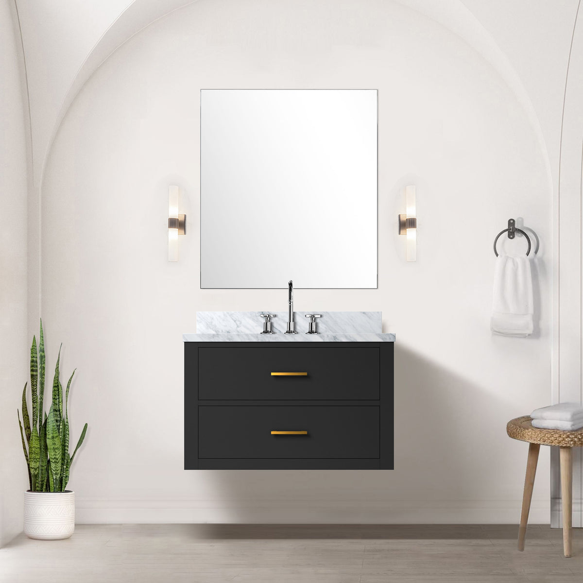Lexora Castor 30 in. Black Single Sink Bath Vanity