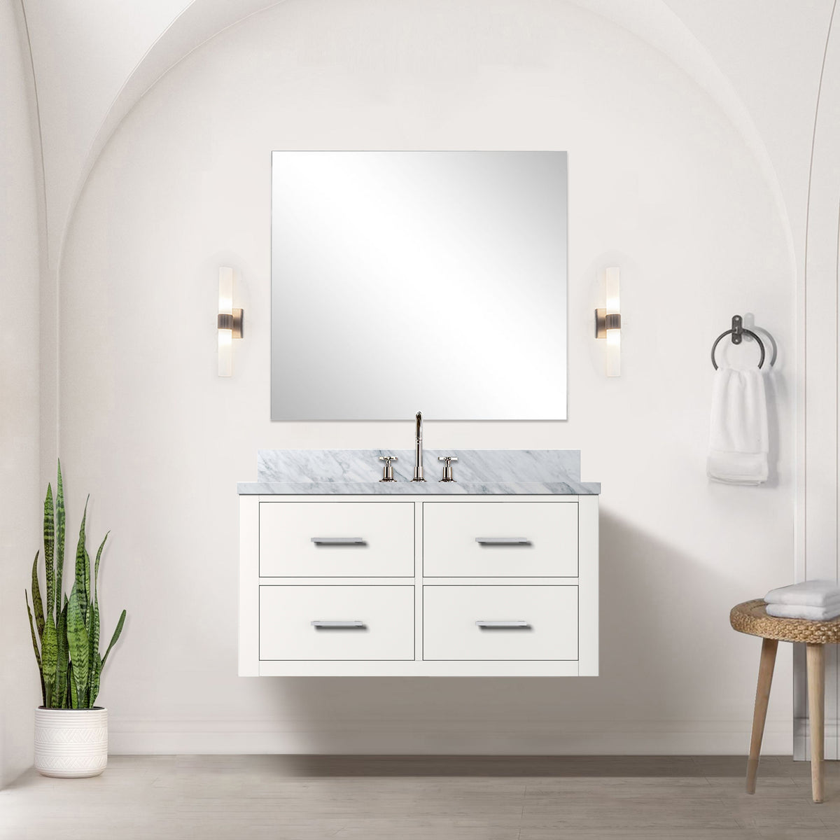 Lexora Castor 36 in. White Single Sink Bath Vanity