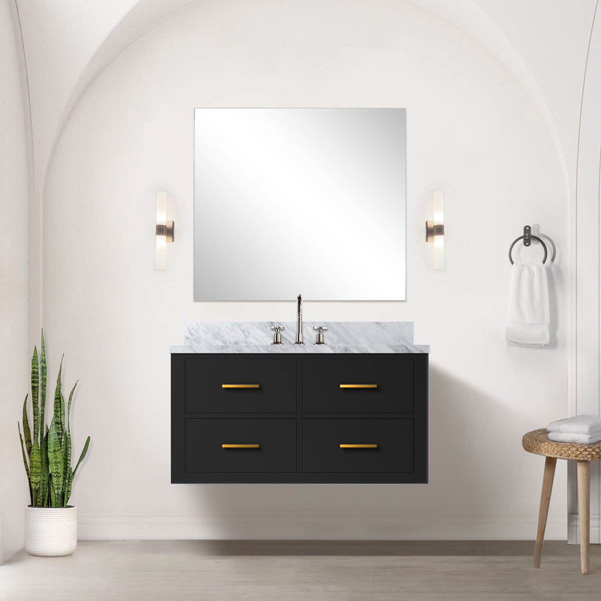 Lexora Castor 36 in. Black Single Sink Bath Vanity