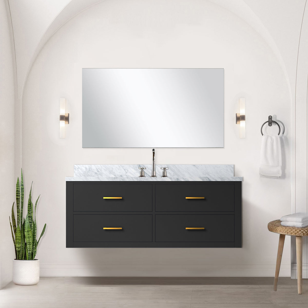 Lexora Castor 48 in. Black Single Sink Bath Vanity