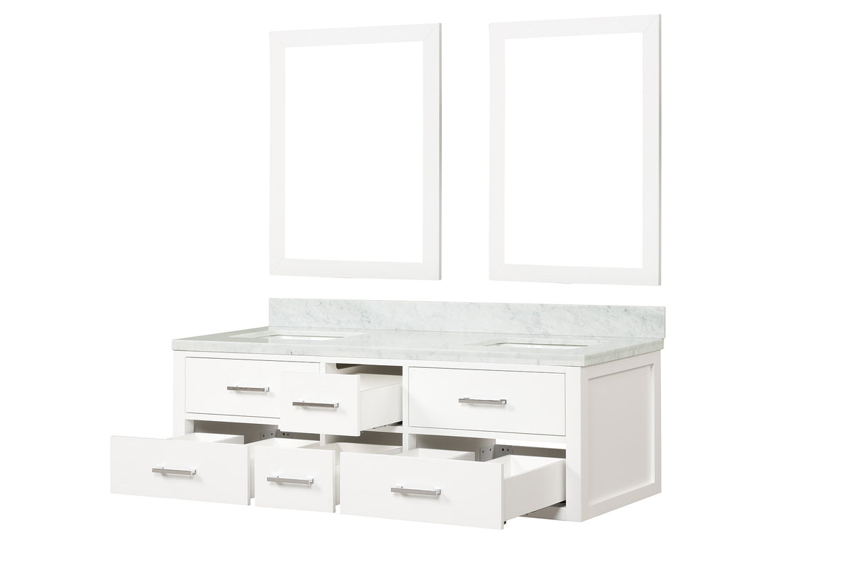 Lexora Castor 60 in. White Double Sink Bath Vanity
