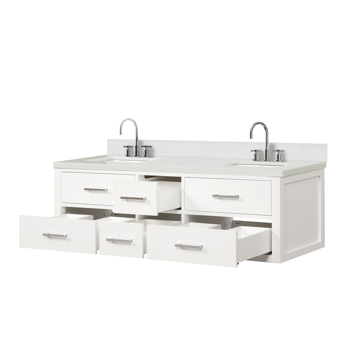 Lexora Castor 60 in. White Double Sink Bath Vanity