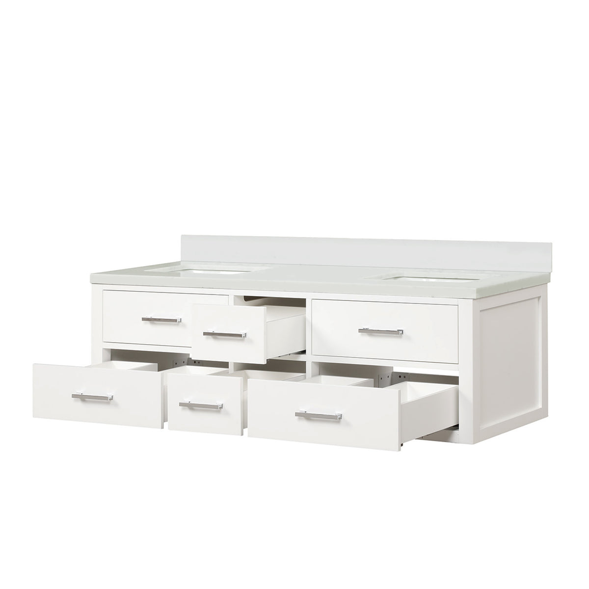 Lexora Castor 60 in. White Double Sink Bath Vanity