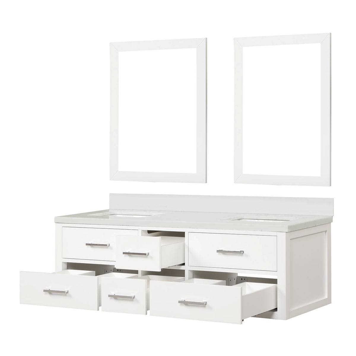 Lexora Castor 60 in. White Double Sink Bath Vanity