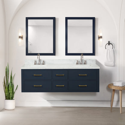 Lexora Castor 60 in. Blue Double Sink Bath Vanity