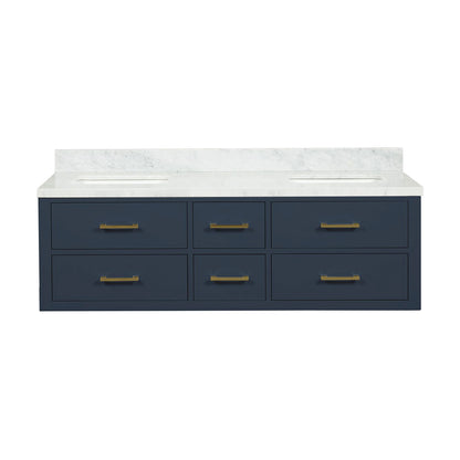 Lexora Castor 60 in. Blue Double Sink Bath Vanity
