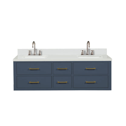 Lexora Castor 60 in. Blue Double Sink Bath Vanity