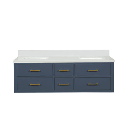 Lexora Castor 60 in. Blue Double Sink Bath Vanity
