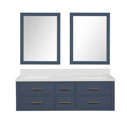 Lexora Castor 60 in. Blue Double Sink Bath Vanity