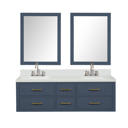 Lexora Castor 60 in. Blue Double Sink Bath Vanity