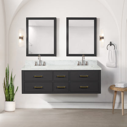 Lexora Castor 60 in. Black Double Sink Bath Vanity