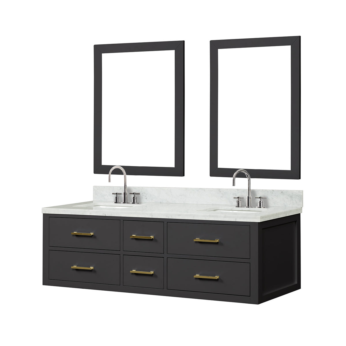 Lexora Castor 60 in. Black Double Sink Bath Vanity