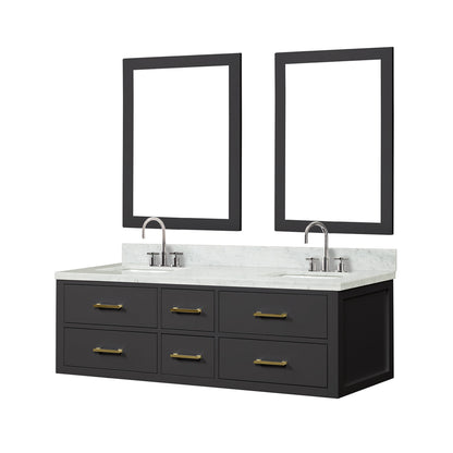 Lexora Castor 60 in. Black Double Sink Bath Vanity