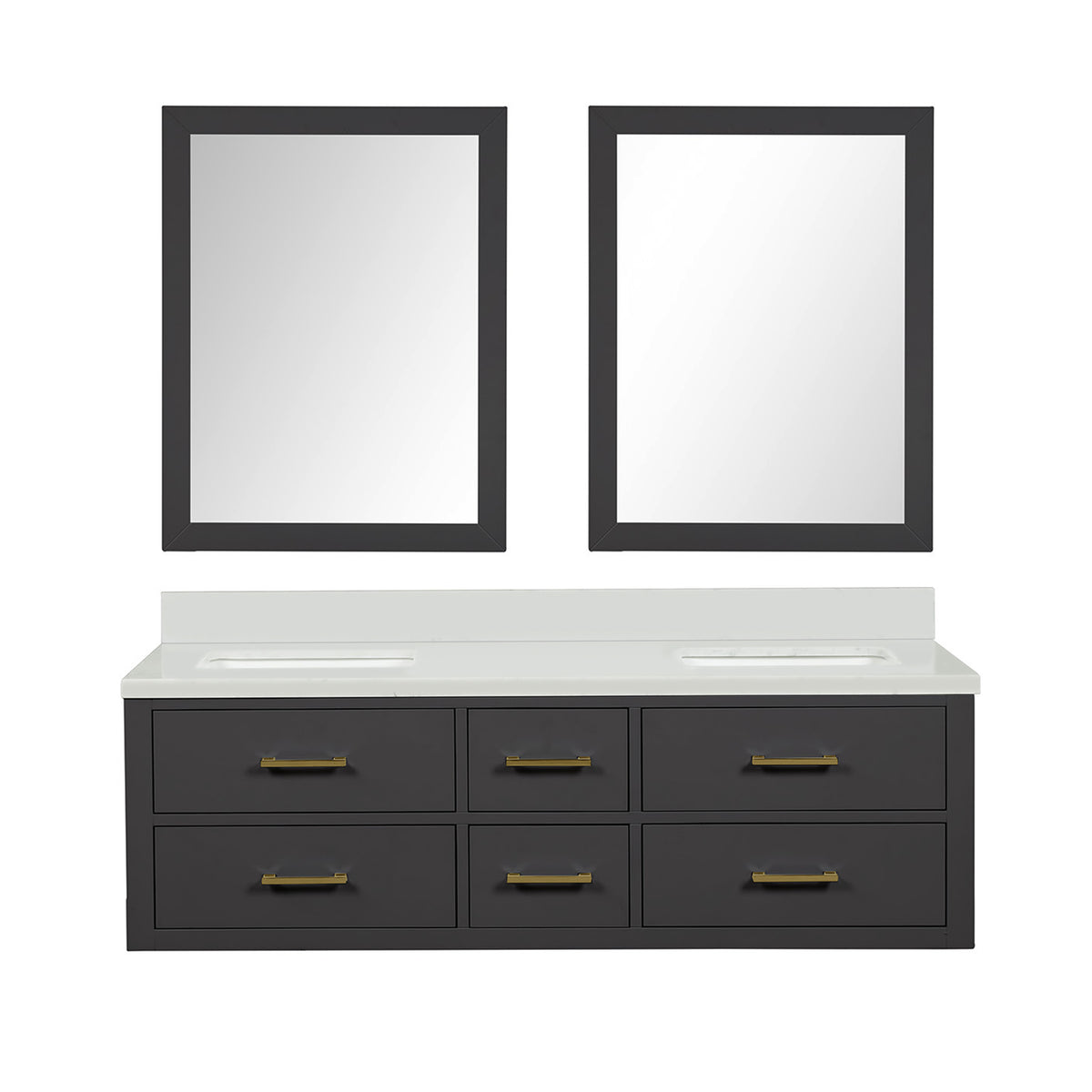 Lexora Castor 60 in. Black Double Sink Bath Vanity