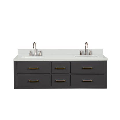 Lexora Castor 60 in. Black Double Sink Bath Vanity