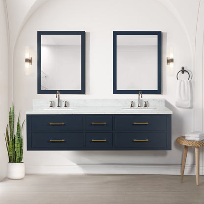 Lexora Castor 72 in. Blue Double Sink Bath Vanity