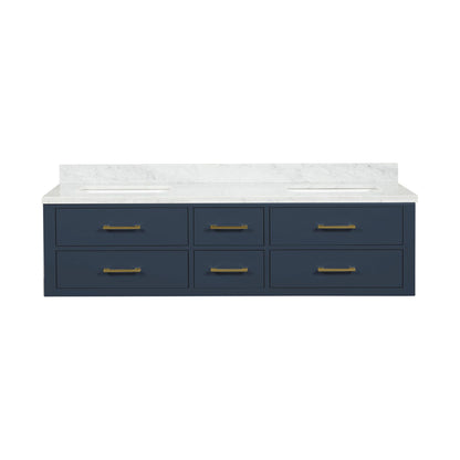 Lexora Castor 72 in. Blue Double Sink Bath Vanity