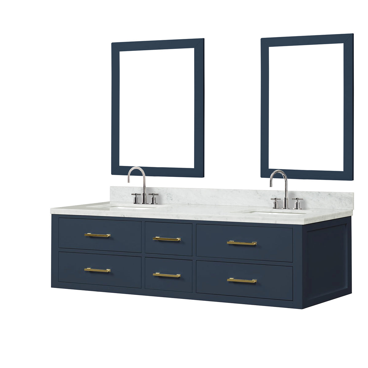 Lexora Castor 72 in. Blue Double Sink Bath Vanity