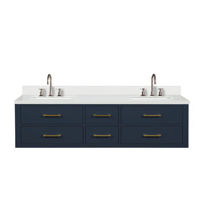 Lexora Castor 72 in. Blue Double Sink Bath Vanity