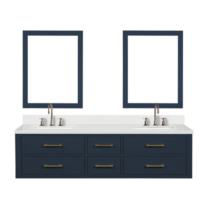 Lexora Castor 72 in. Blue Double Sink Bath Vanity