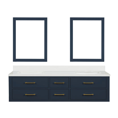 Lexora Castor 72 in. Blue Double Sink Bath Vanity