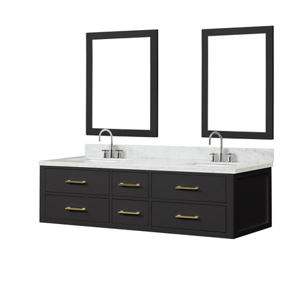 Lexora Castor 72 in. Black Double Sink Bath Vanity