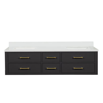 Lexora Castor 72 in. Black Double Sink Bath Vanity