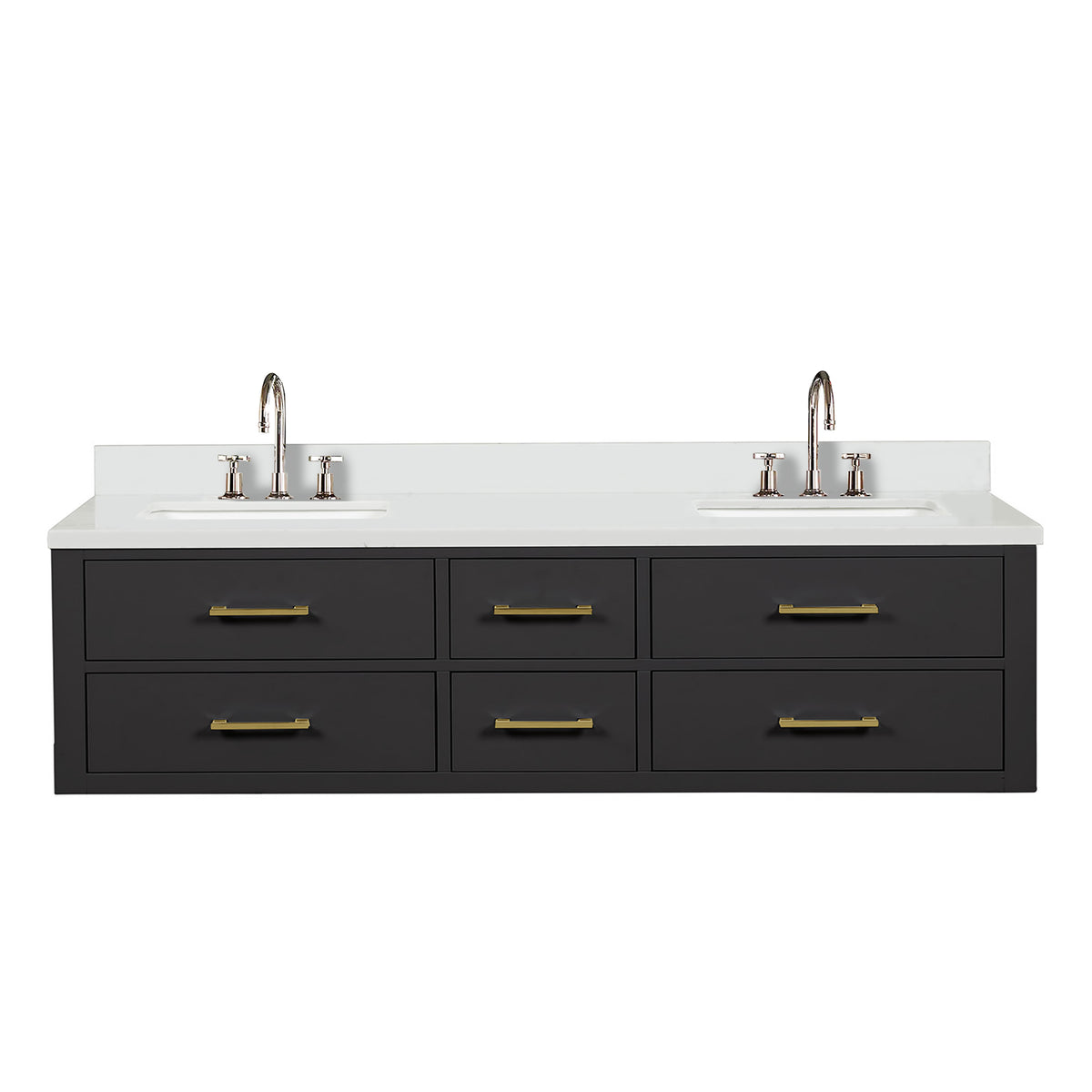 Lexora Castor 72 in. Black Double Sink Bath Vanity