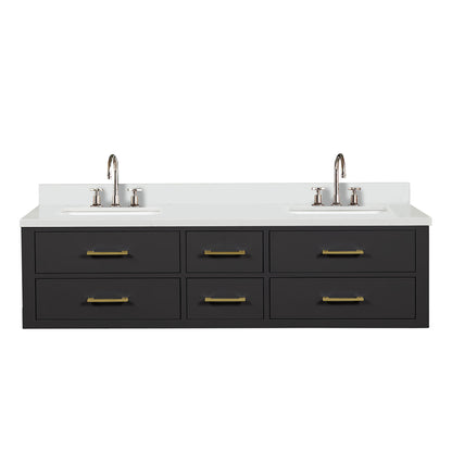Lexora Castor 72 in. Black Double Sink Bath Vanity