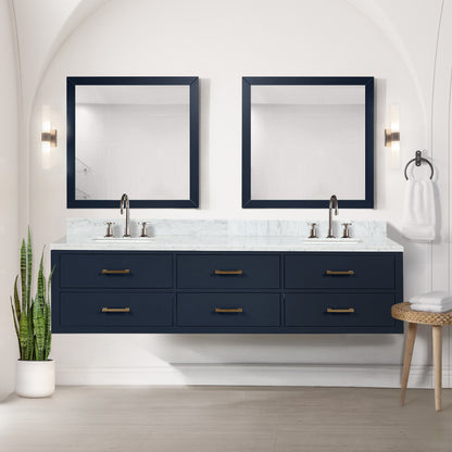 Lexora Castor 80 in. Blue Double Sink Bath Vanity