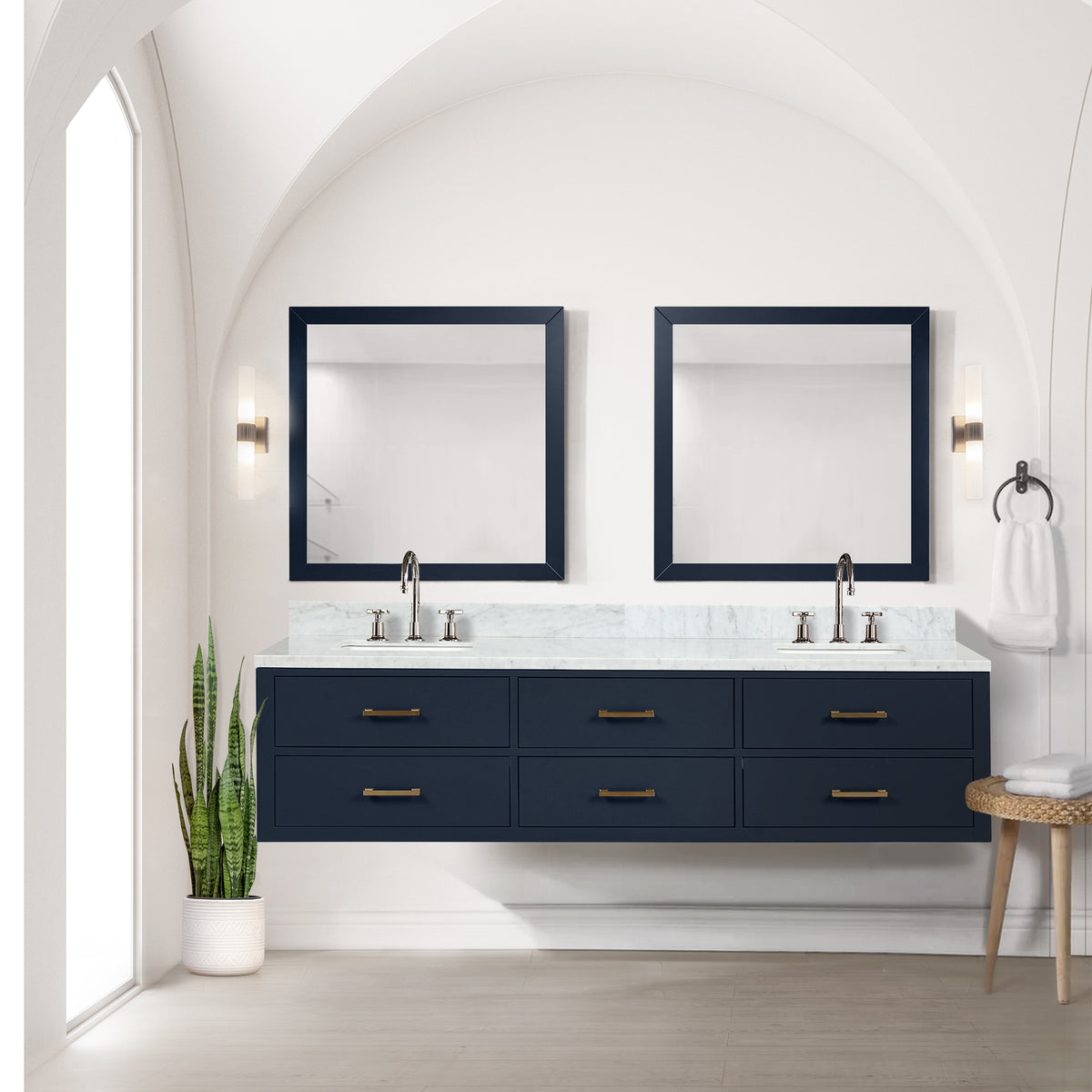 Lexora Castor 80 in. Blue Double Sink Bath Vanity
