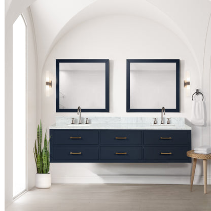 Lexora Castor 80 in. Blue Double Sink Bath Vanity
