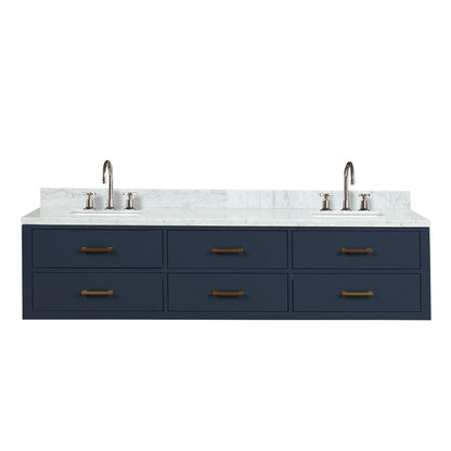 Lexora Castor 80 in. Blue Double Sink Bath Vanity