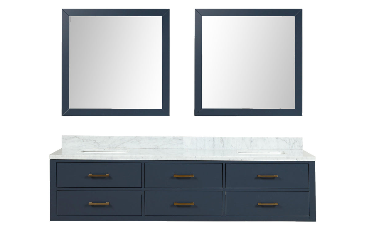 Lexora Castor 80 in. Blue Double Sink Bath Vanity