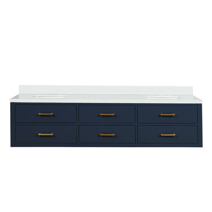 Lexora Castor 80 in. Blue Double Sink Bath Vanity