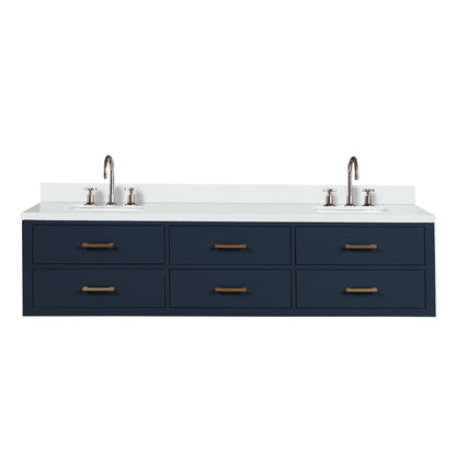 Lexora Castor 80 in. Blue Double Sink Bath Vanity