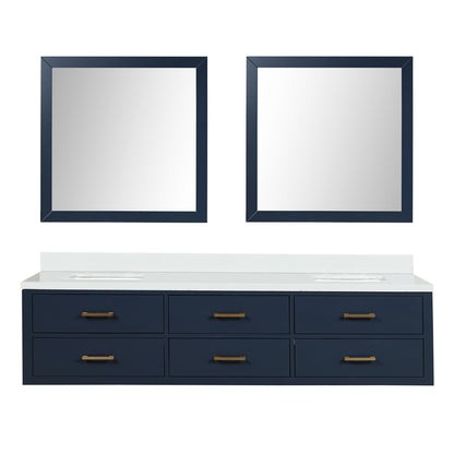 Lexora Castor 80 in. Blue Double Sink Bath Vanity