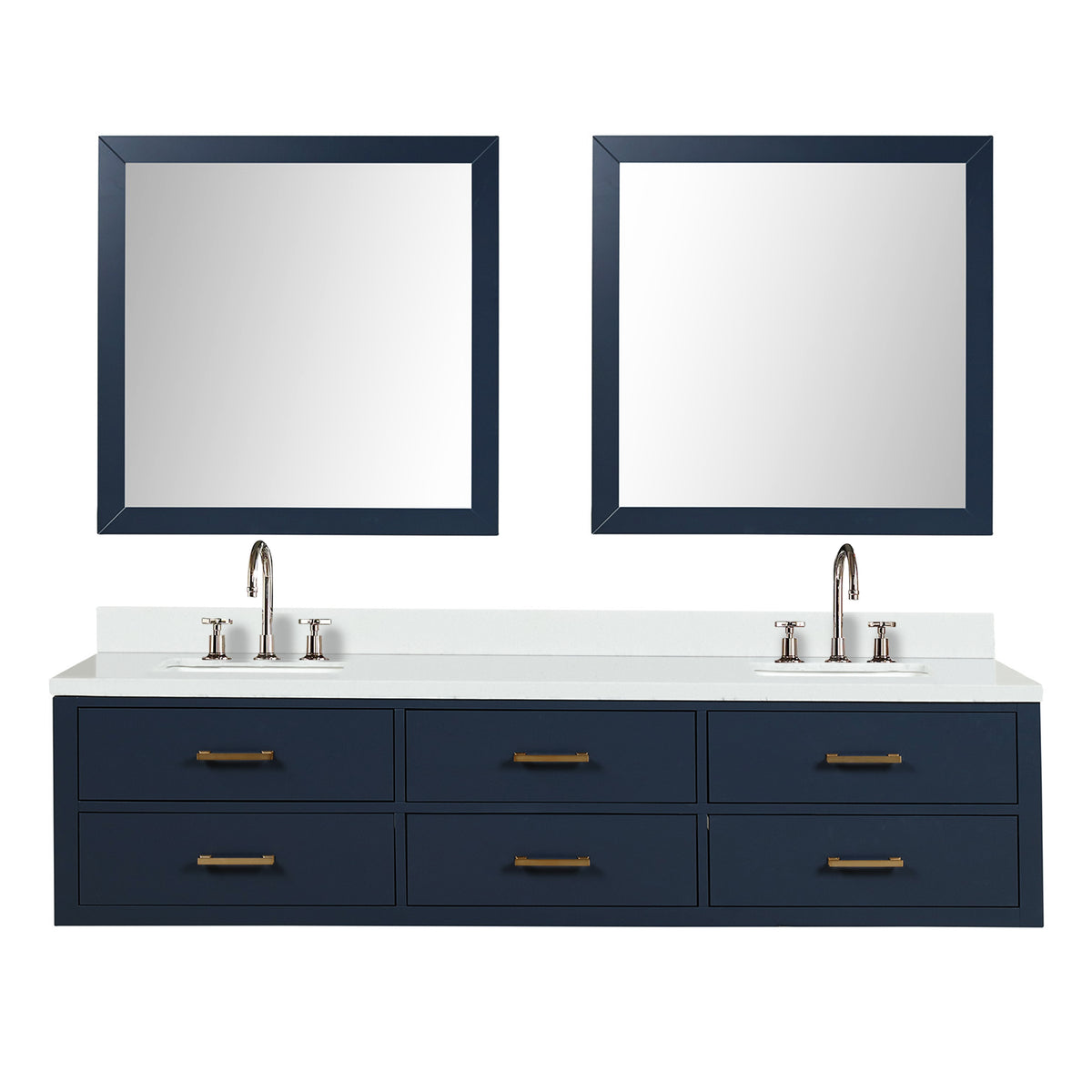 Lexora Castor 80 in. Blue Double Sink Bath Vanity