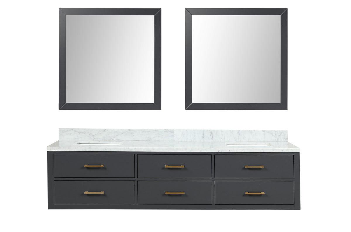 Lexora Castor 80 in. Black Double Sink Bath Vanity