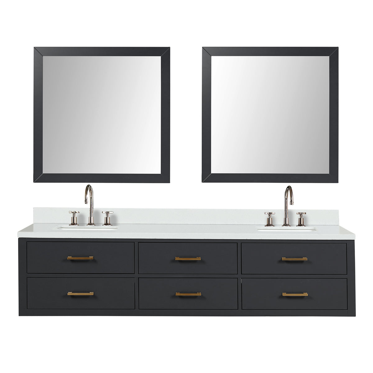 Lexora Castor 80 in. Black Double Sink Bath Vanity