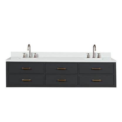 Lexora Castor 80 in. Black Double Sink Bath Vanity