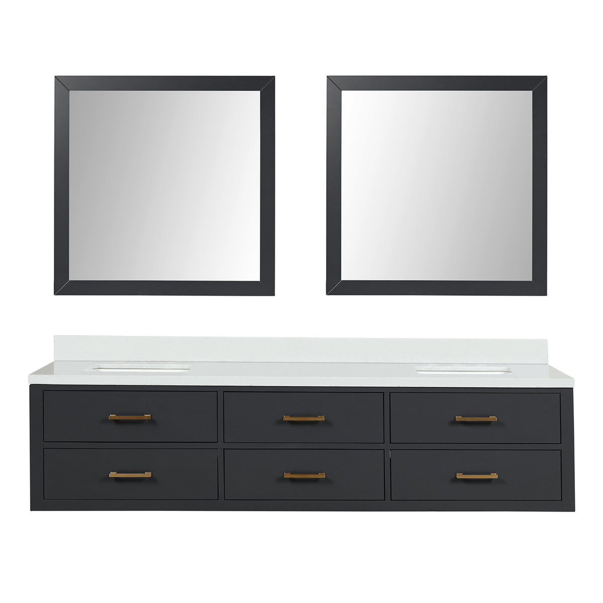 Lexora Castor 80 in. Black Double Sink Bath Vanity