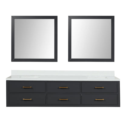 Lexora Castor 80 in. Black Double Sink Bath Vanity