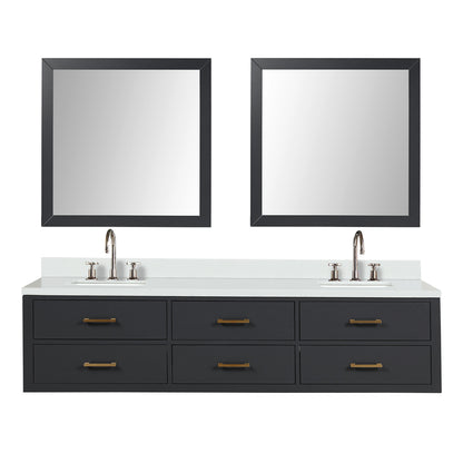 Lexora Castor 80 in. Black Double Sink Bath Vanity