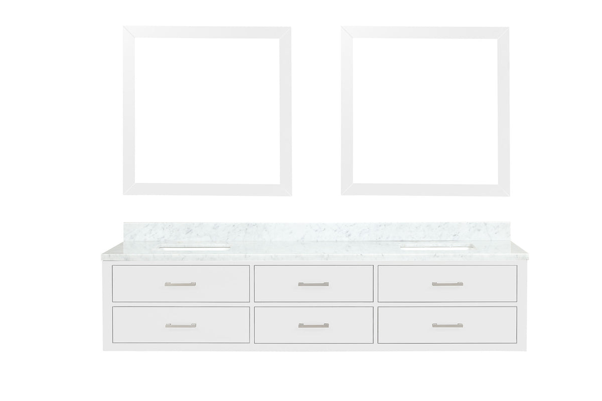 Lexora Castor 84 in. White Double Sink Bath Vanity