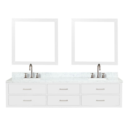 Lexora Castor 84 in. White Double Sink Bath Vanity