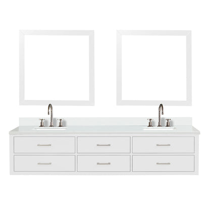 Lexora Castor 84 in. White Double Sink Bath Vanity