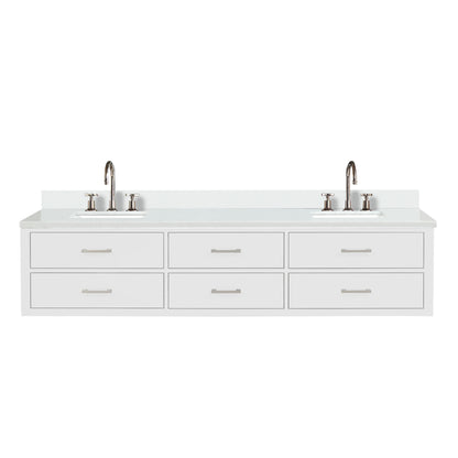 Lexora Castor 84 in. White Double Sink Bath Vanity